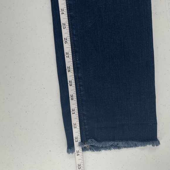 Loft Modern Straight Tall Pocket Fringe Ankle Mid Rise Medium Wash Stretch Jeans - Picture 11 of 12